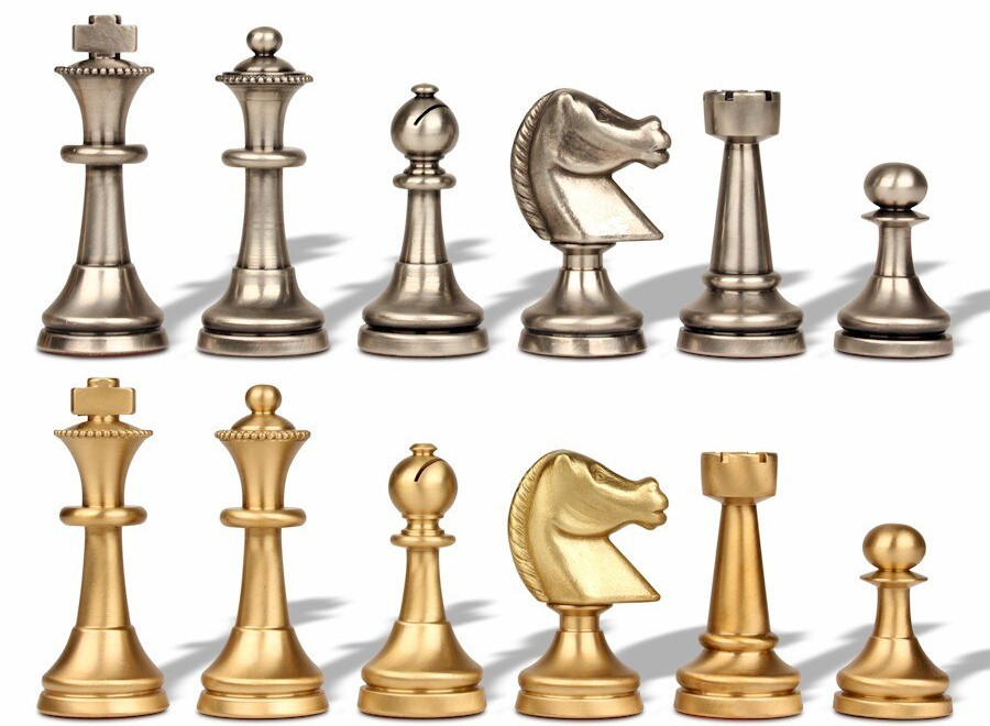 Traditional Staunton Solid Brass Chess Set by Italfama